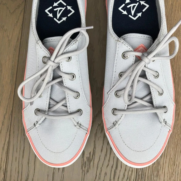 Sperry Crest Vibe SeaCycled Lace Up Casual Neutral Sneakers Grey Pink Sz 9 NWOT - Picture 9 of 12
